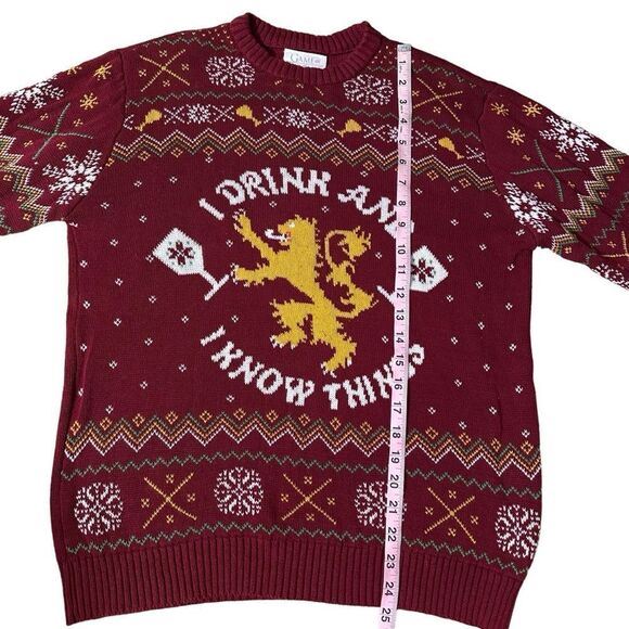 Game of Thrones ~ Burgundy Sweater ~ “I Drink and I Know Things” ~ size Large - Picture 7 of 11